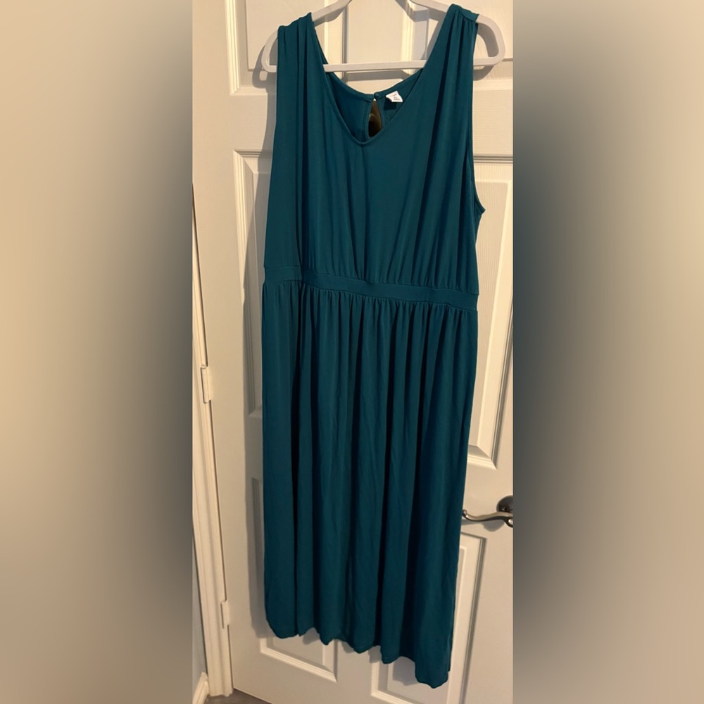 410- Old Navy Teal Sleeveless Maxi Dress with Gathered Waist